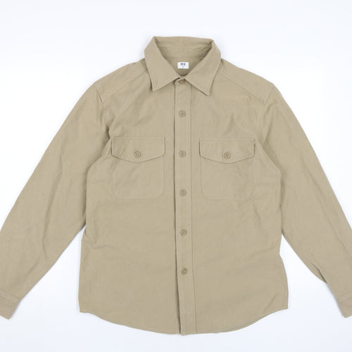 Uniqlo Beige Button-Up Shirt XS Unisex Adults