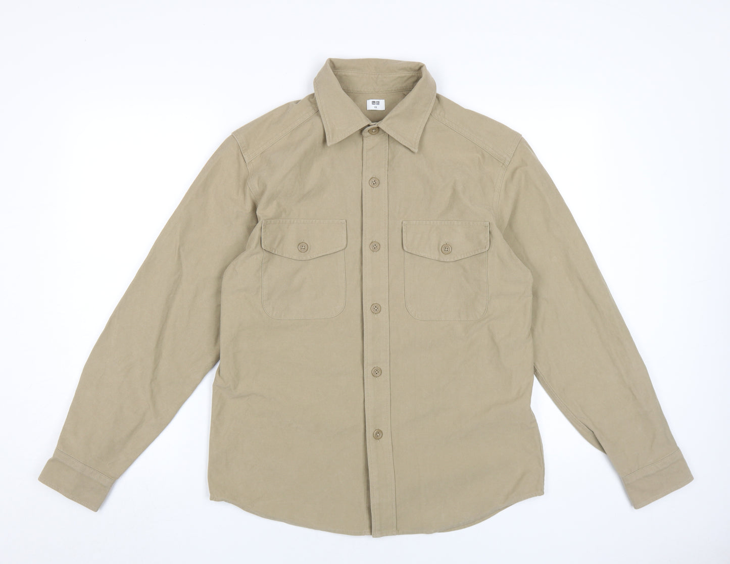 Uniqlo Beige Button-Up Shirt XS Unisex Adults