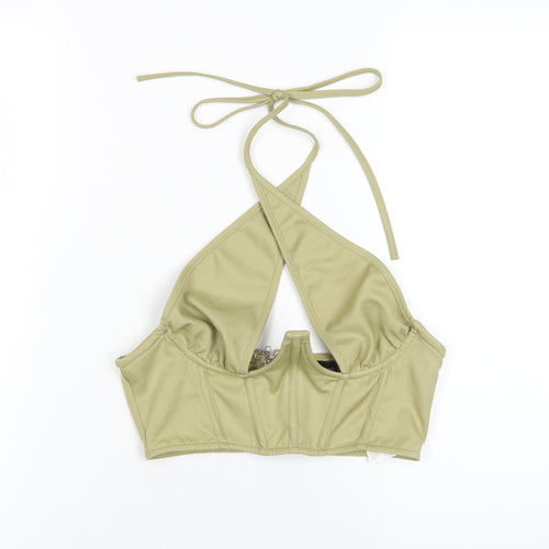 PrettyLittleThing Women's Green Cropped Halter Tank Size 8