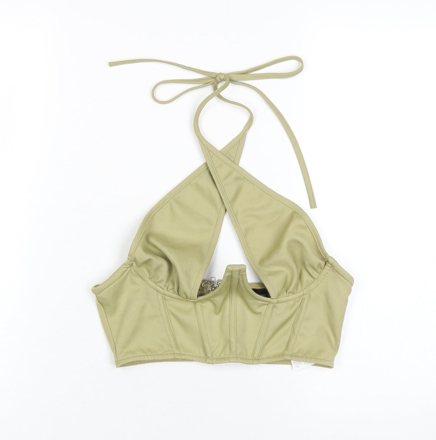 PrettyLittleThing Women's Green Cropped Halter Tank Size 8