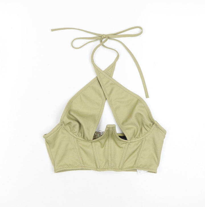 PrettyLittleThing Women's Green Cropped Halter Tank Size 8