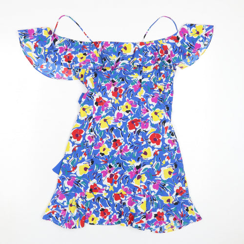 Topshop Women's Multicoloured Floral Wrap Dress, Size 10