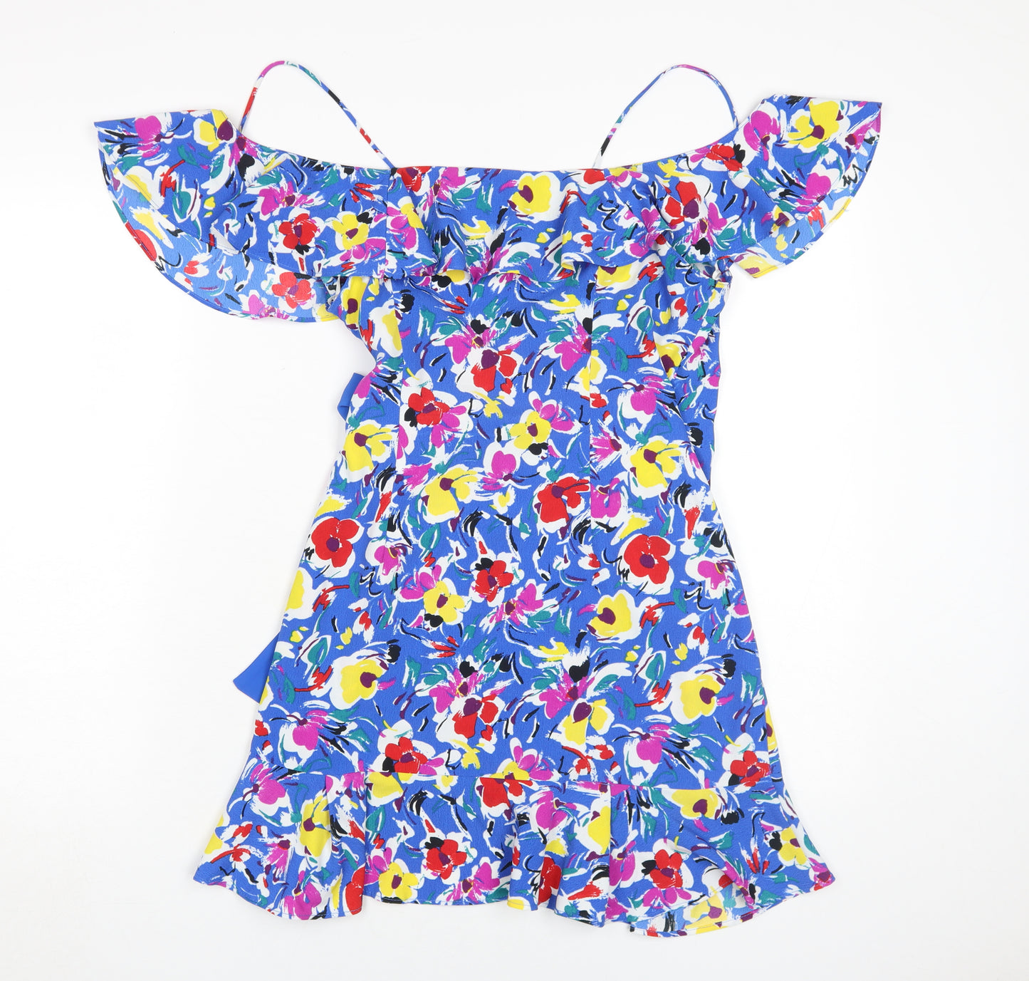 Topshop Women's Multicoloured Floral Wrap Dress, Size 10