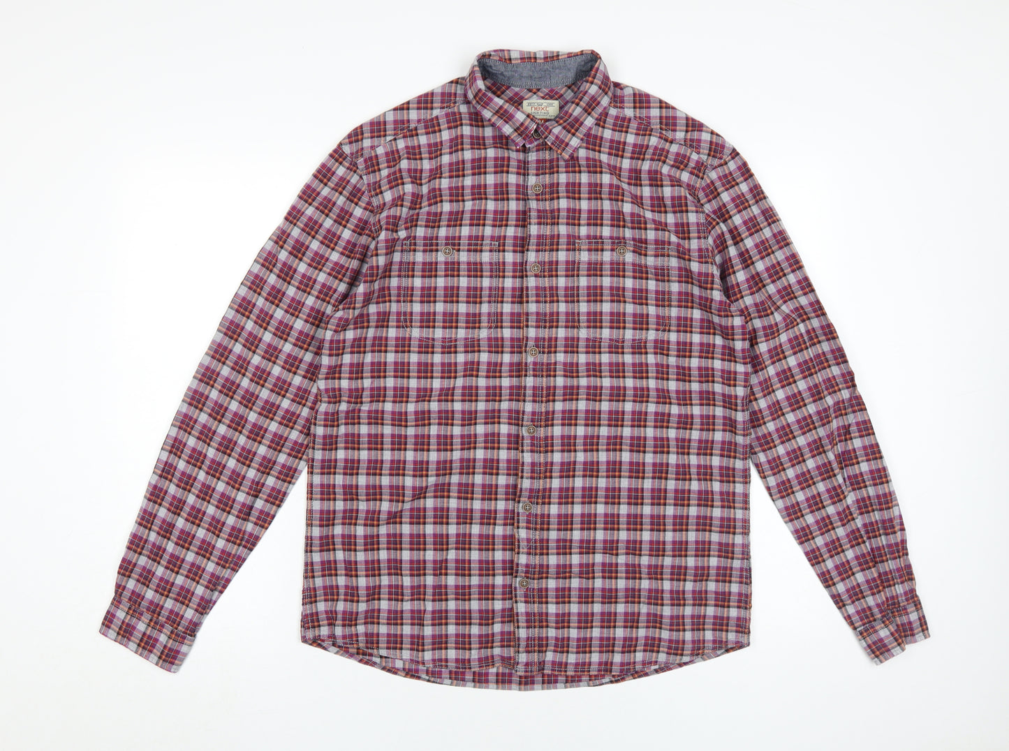 Next Men's Multicoloured M Regular Fit Plaid Shirt