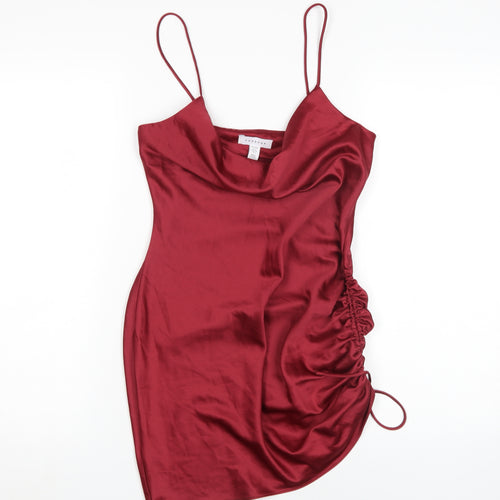 Topshop Women's Red Slip Dress, UK 6, Cowl Neck, Party