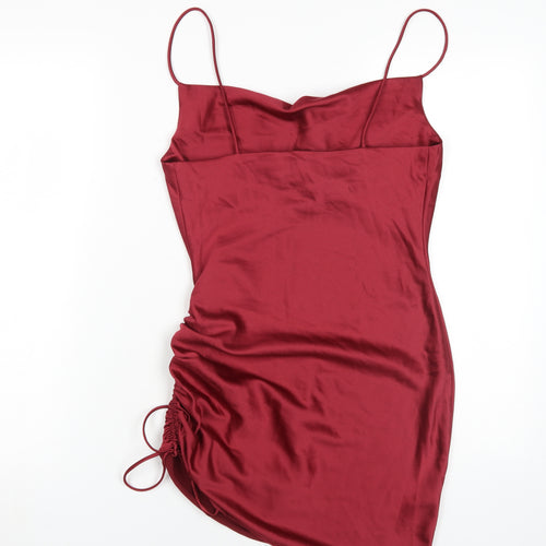 Topshop Women's Red Slip Dress, UK 6, Cowl Neck, Party