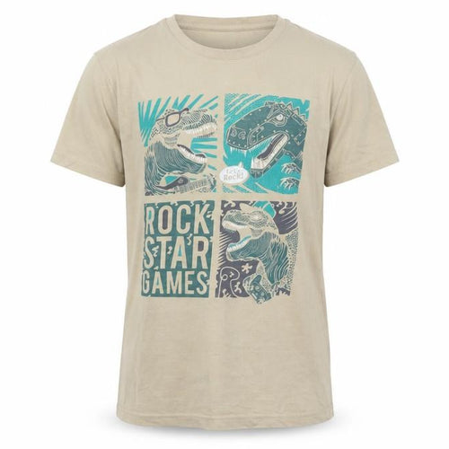 Fashion Field Men Beige Dinosaur T-Shirt M