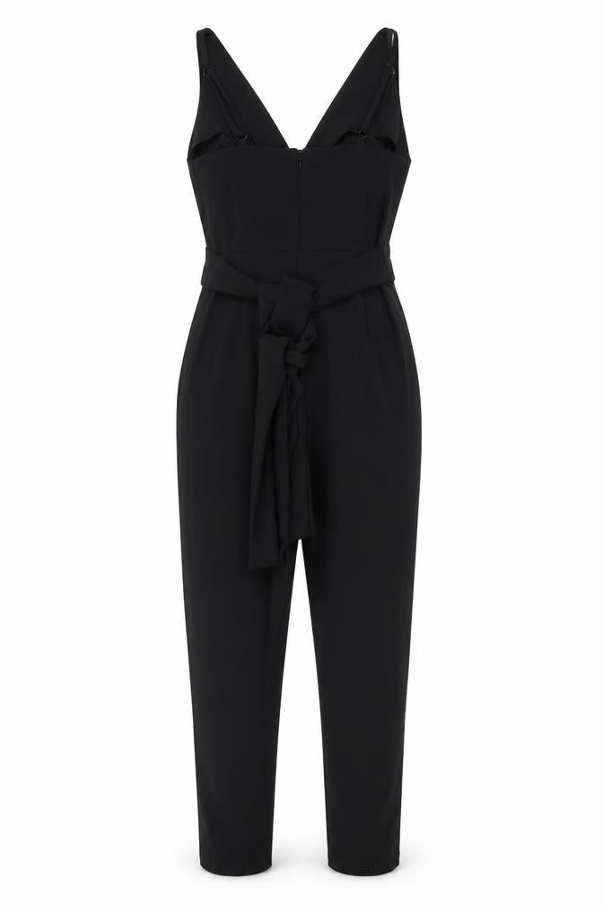 Front view of ASOS Women's Black, size 8, Sleeveless Jumpsuit