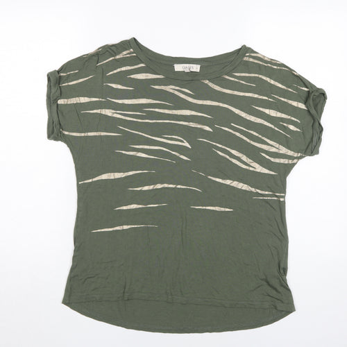 Oasis Women's Green Animal Print T-Shirt Medium