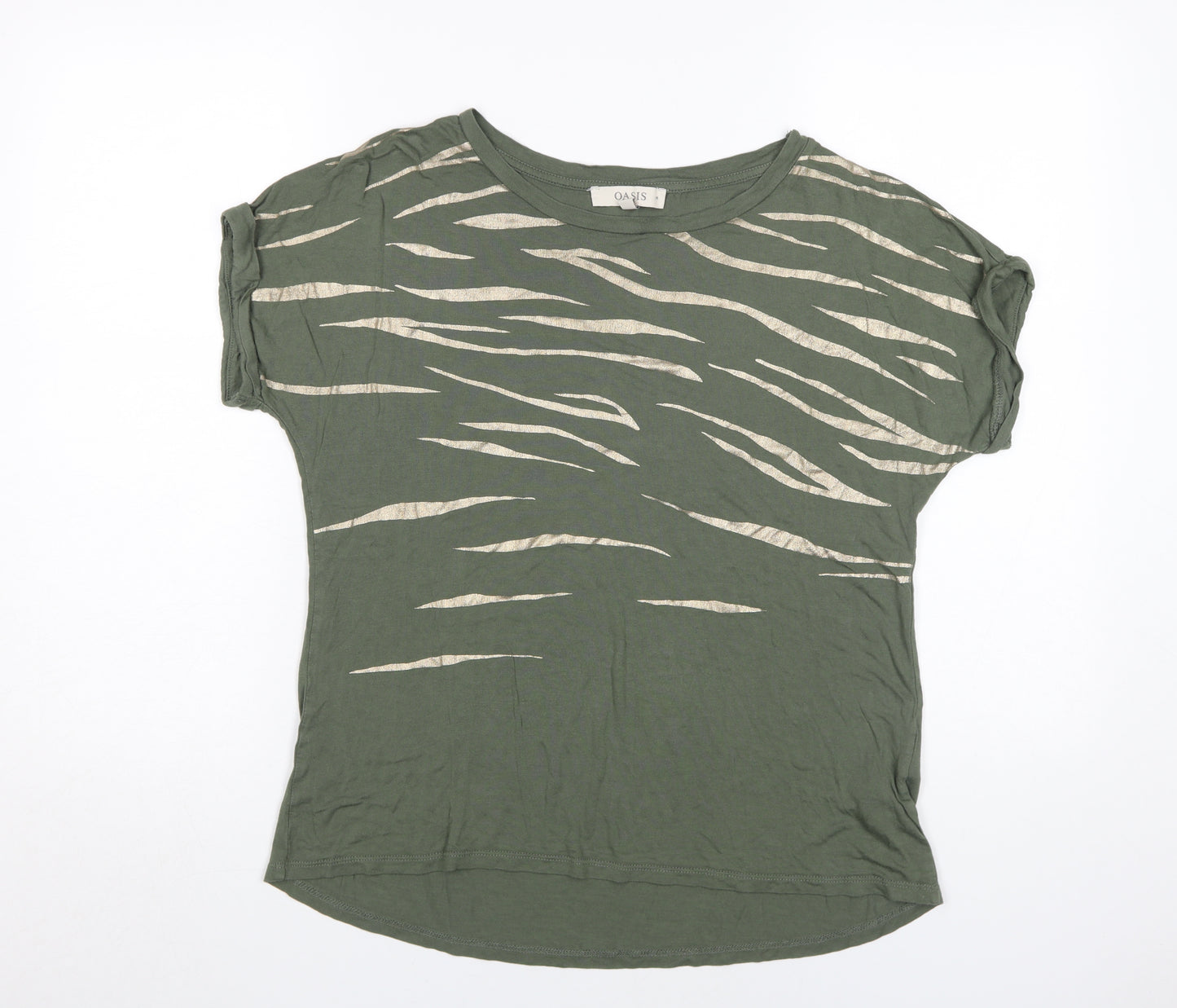 Oasis Women's Green Animal Print T-Shirt Medium