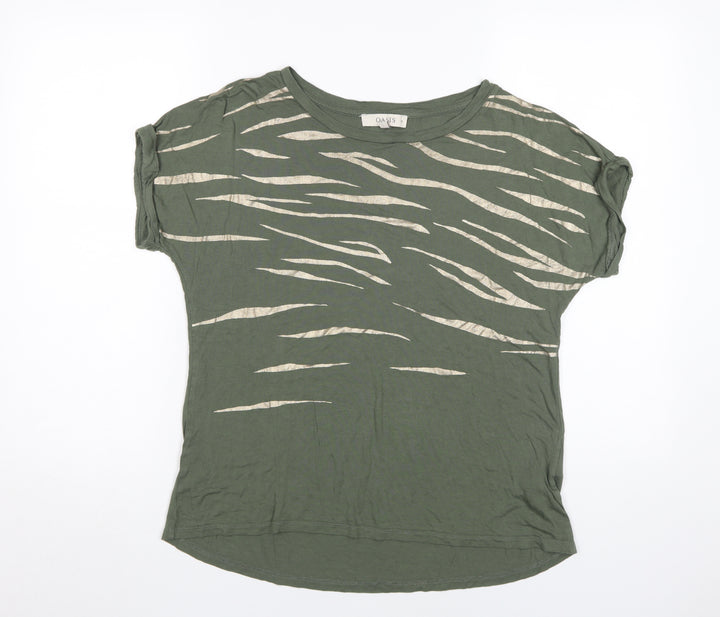 Oasis Women's Green Animal Print T-Shirt Medium