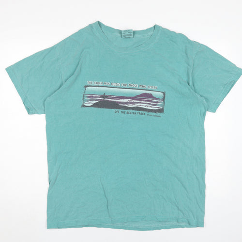 Comfort Colors Men's Blue Graphic Print T-Shirt Large