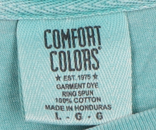 Comfort Colors Men's Blue Graphic Print T-Shirt Large