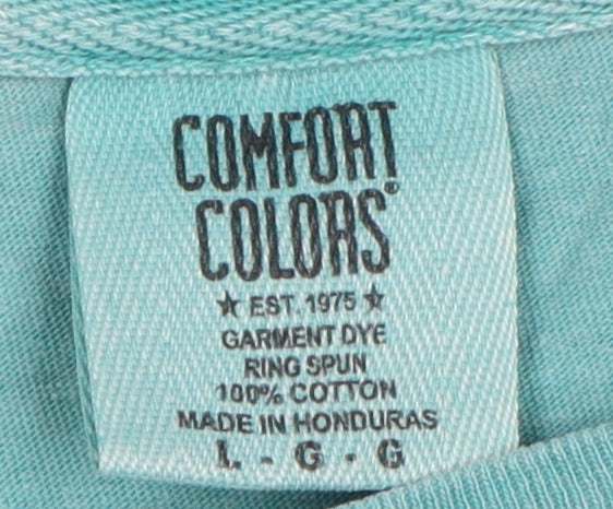 Comfort Colors Men's Blue Graphic Print T-Shirt Large