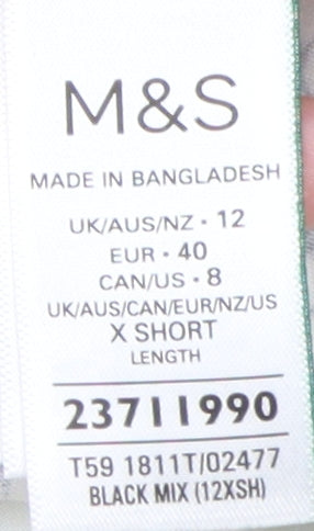 Marks and Spencer Women's Black Check Trousers Size 12