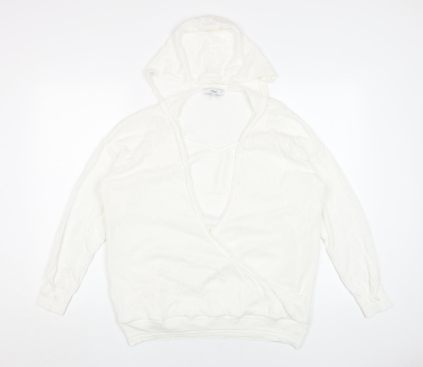 Next Women's White Hooded Wrap Cardigan Size 18