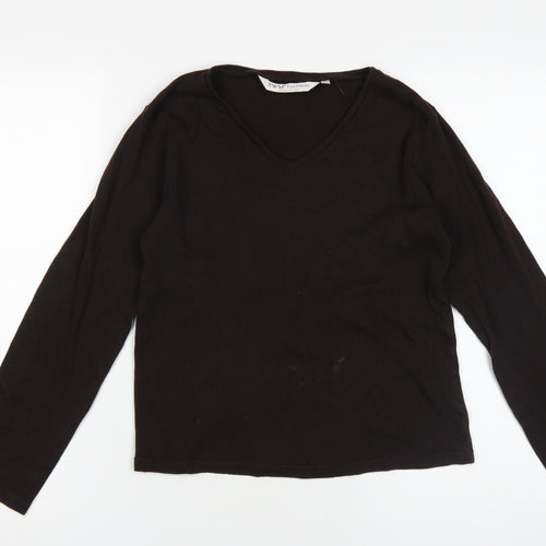 EWM Pure Classics Black V-Neck Long Sleeve Top S