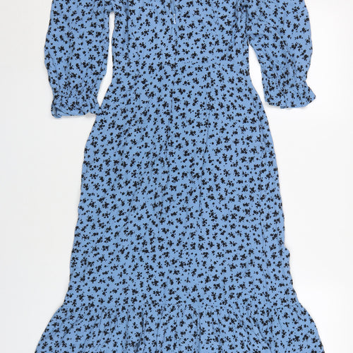 Nobody's Child Women's Blue Floral Midi Dress Size 8