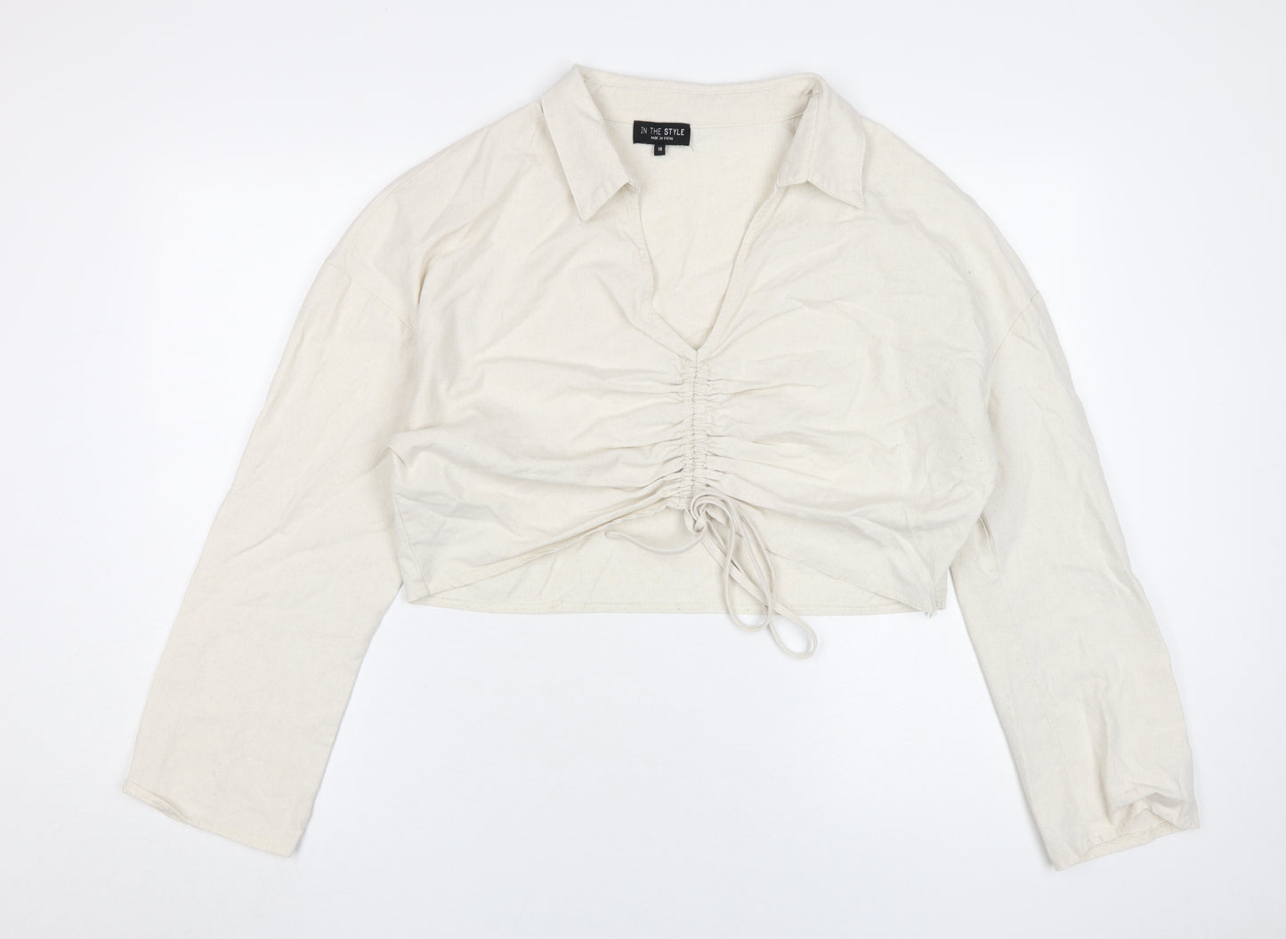 In The Style Women's Beige Cropped Blouse Size 18