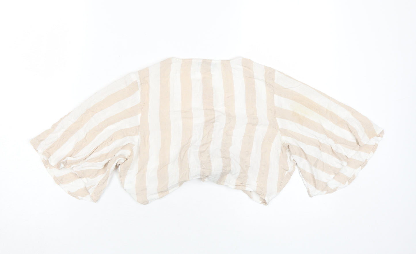 American Eagle Women's Beige Stripe Wrap Blouse, Size S