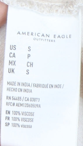 American Eagle Women's Beige Stripe Wrap Blouse, Size S