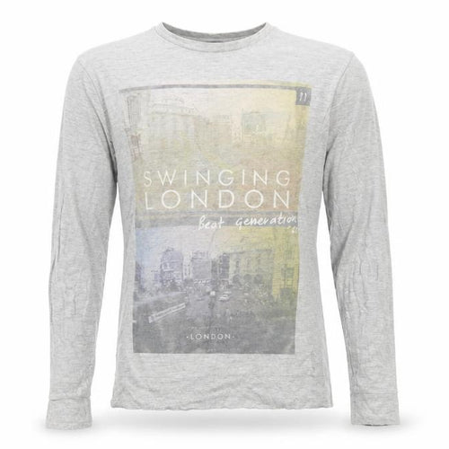 TOPMAN Men's Grey Graphic Long Sleeve T-Shirt - Size S
