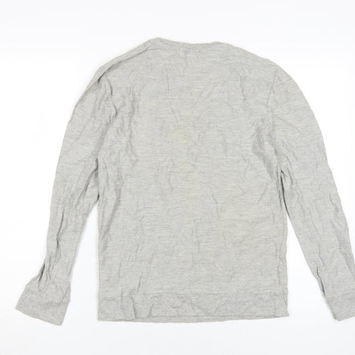 TOPMAN Men's Grey Graphic Long Sleeve T-Shirt - Size S