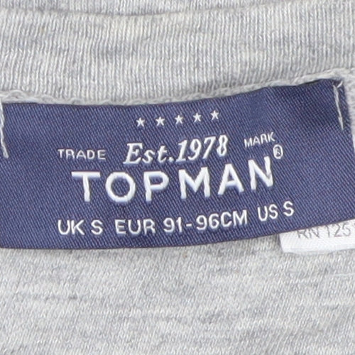 TOPMAN Men's Grey Graphic Long Sleeve T-Shirt - Size S