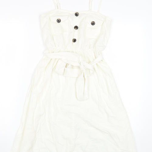 ASOS Women's Ivory Midi Shirt Dress Size 8