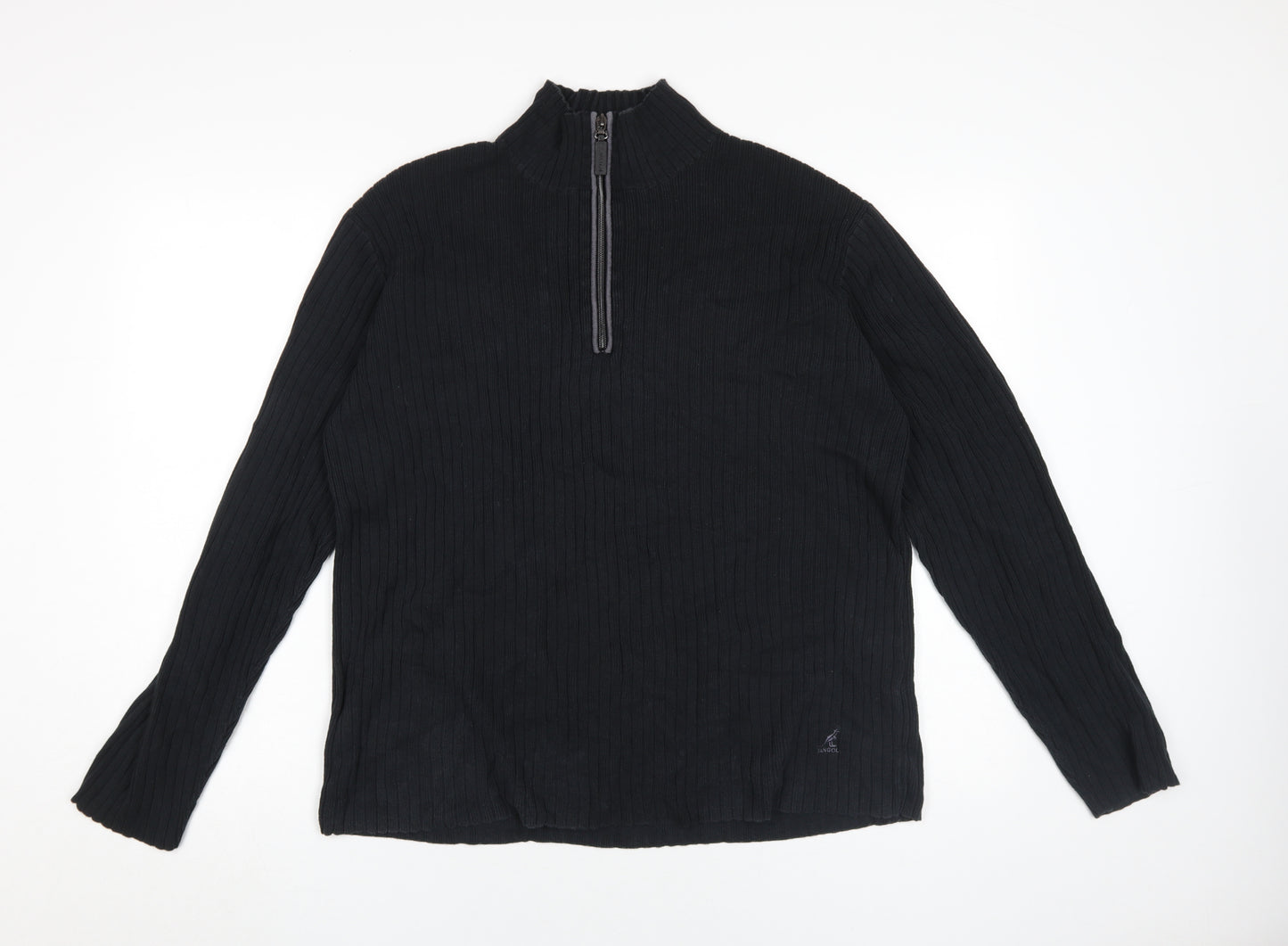 Kangol Men's Black XL 1/2 Zip Pullover Cotton Jumper