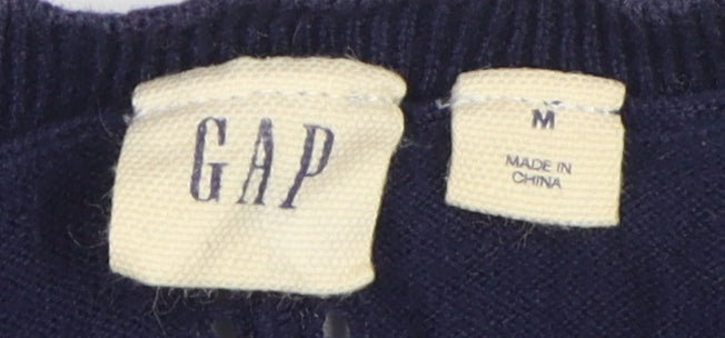 Gap Women's Blue Cardigan, Size M, Round Neck, Casual Knit