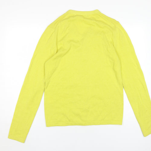 DKNY Men's Yellow Cotton Cardigan, M, V-Neck