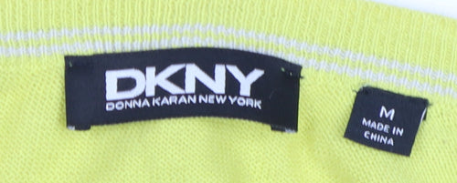 DKNY Men's Yellow Cotton Cardigan, M, V-Neck