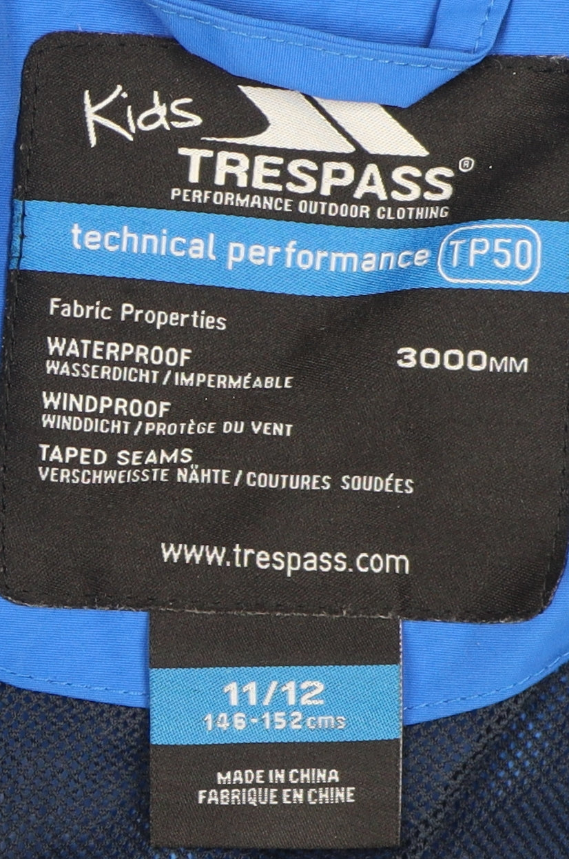 Trespass Boys Blue Waterproof Rain Coat 11-12 Years