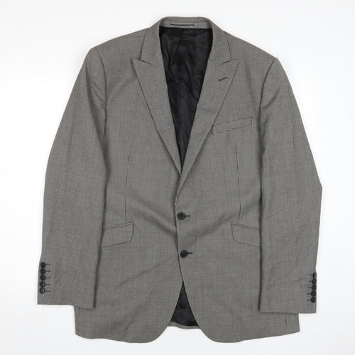 Marks and Spencer Men's Black Check Blazer, Size 44R, Wool