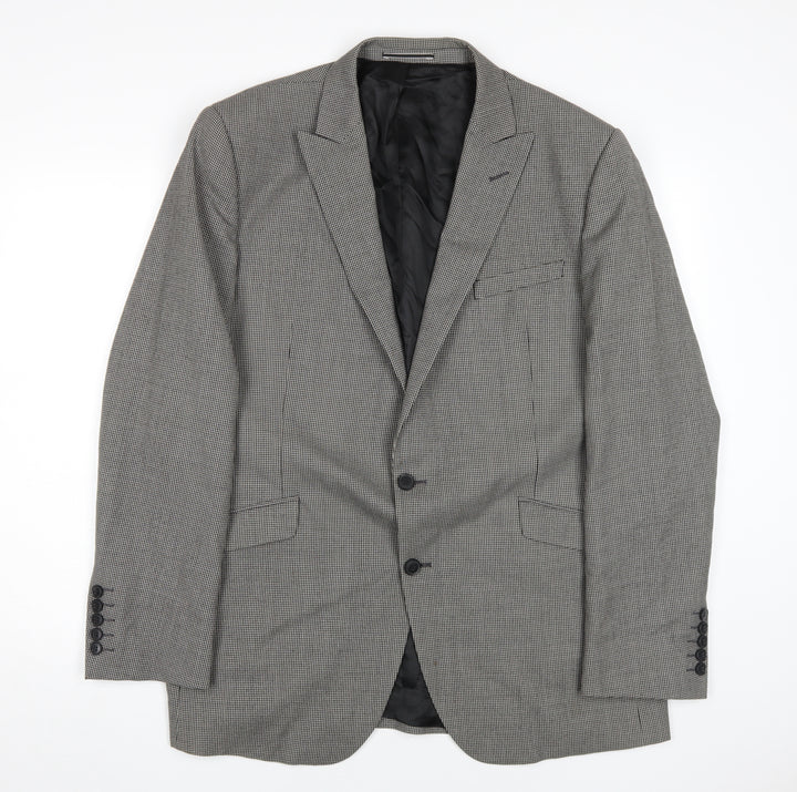Marks and Spencer Men's Black Check Blazer, Size 44R, Wool