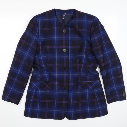 Edinburgh Collection Women's Blue Wool Plaid Jacket Size 12