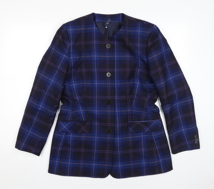 Edinburgh Collection Women's Blue Wool Plaid Jacket Size 12