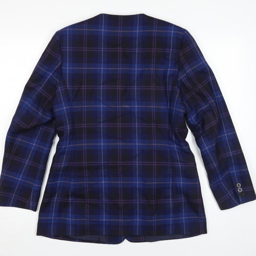 Edinburgh Collection Women's Blue Wool Plaid Jacket Size 12