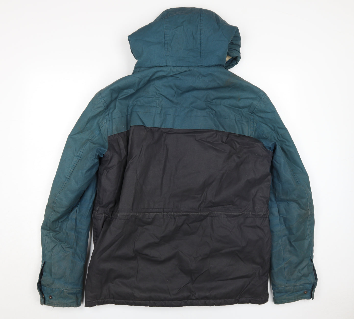 OPEN Men's Blue Hooded Parka Jacket, L, Cotton