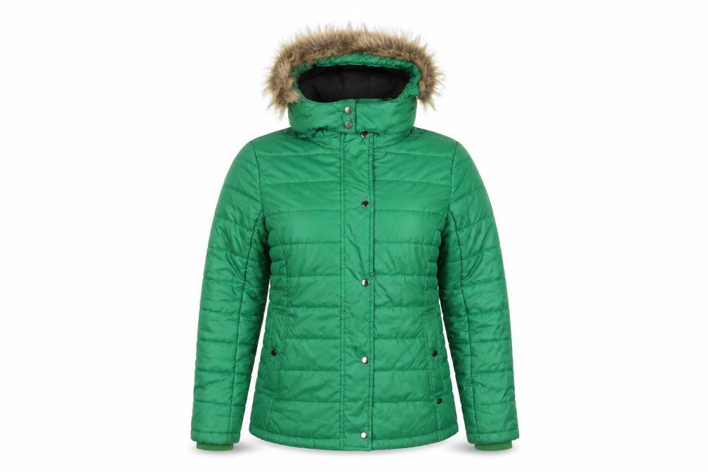 Front view of Lure Urban Women's Green Puffer Jacket L