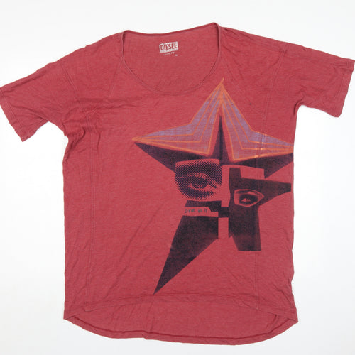 Diesel Men's Red Graphic Print Relaxed T-Shirt M
