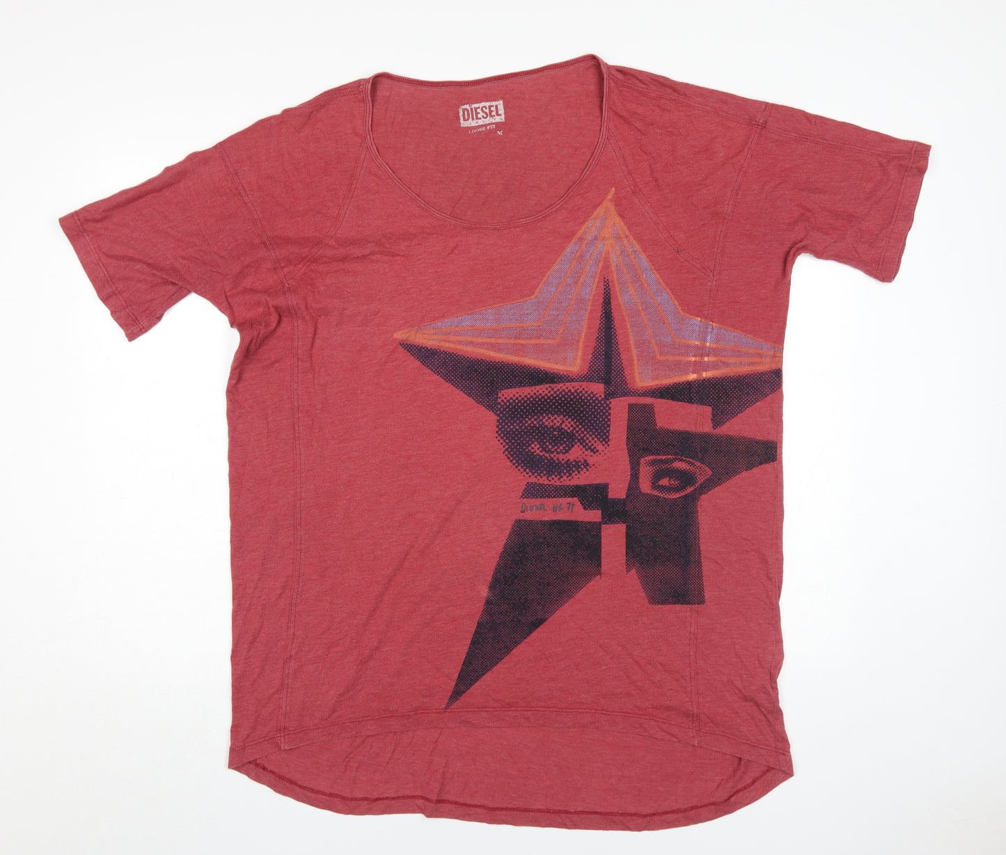 Diesel Men's Red Graphic Print Relaxed T-Shirt M