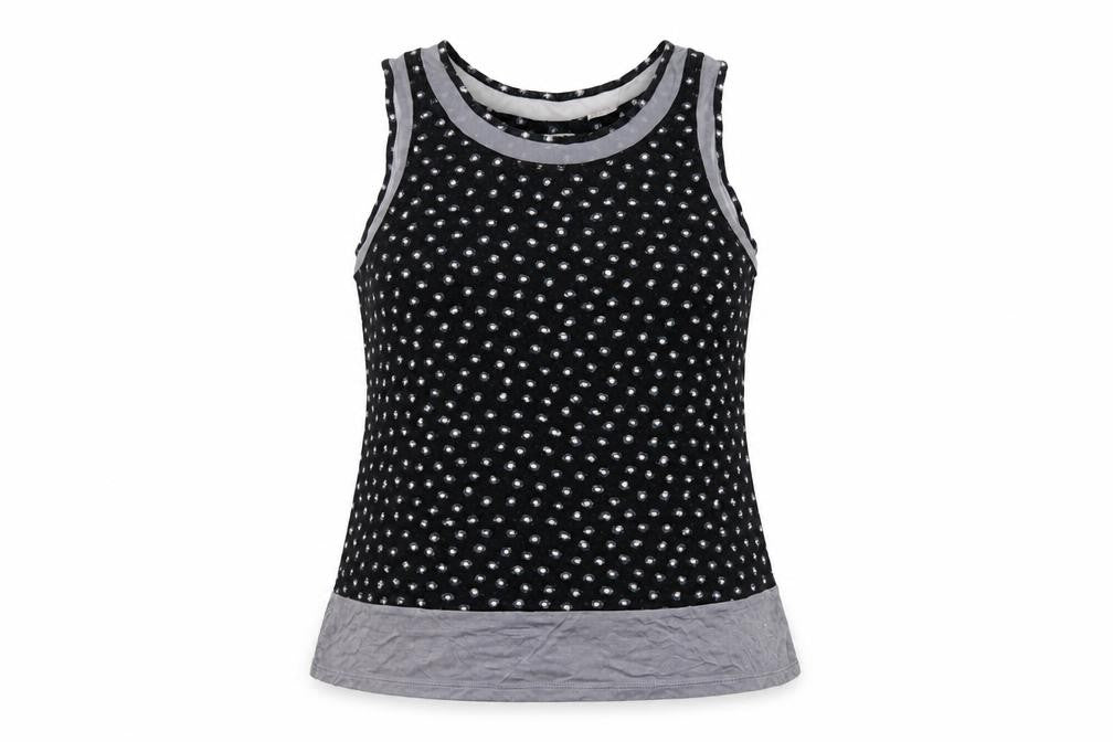 Front view of DKNY Women's Black Polka Dot Tank Top, Medium