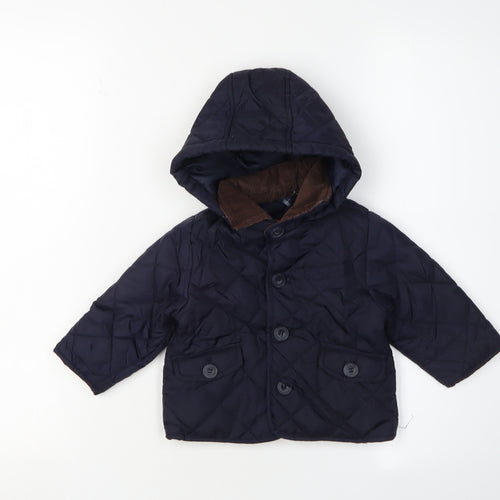 Zara Blue Quilted Jacket 6-9 Months Hooded