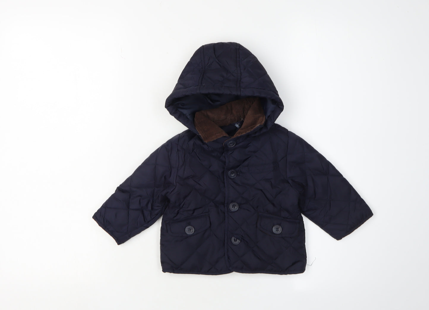 Zara Blue Quilted Jacket 6-9 Months Hooded