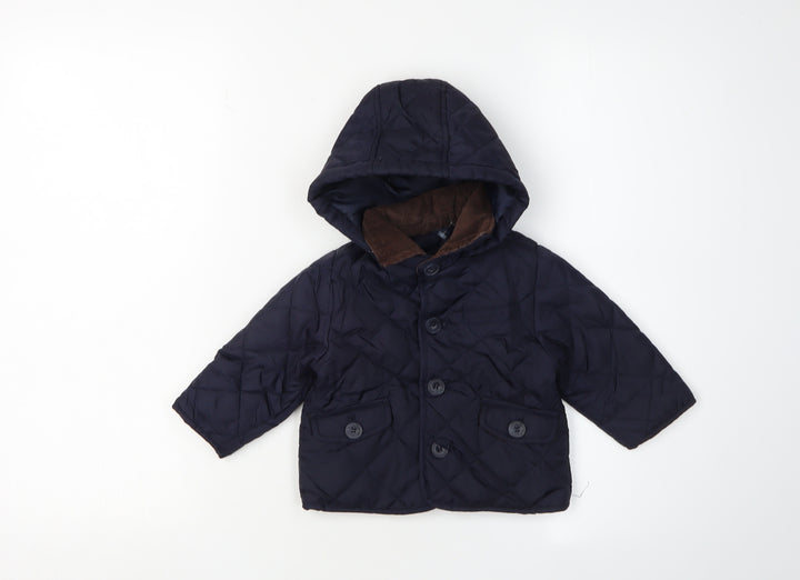 Zara Blue Quilted Jacket 6-9 Months Hooded