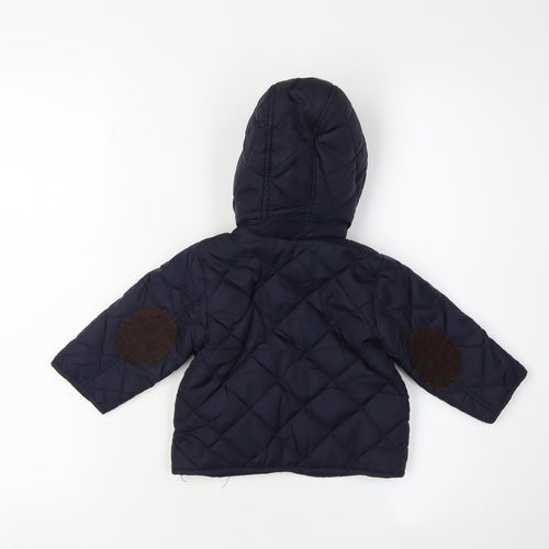 Zara Blue Quilted Jacket 6-9 Months Hooded