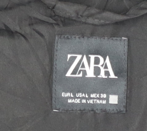 Zara Women's Black Puffer Jacket, Size L, Hooded Winter Style