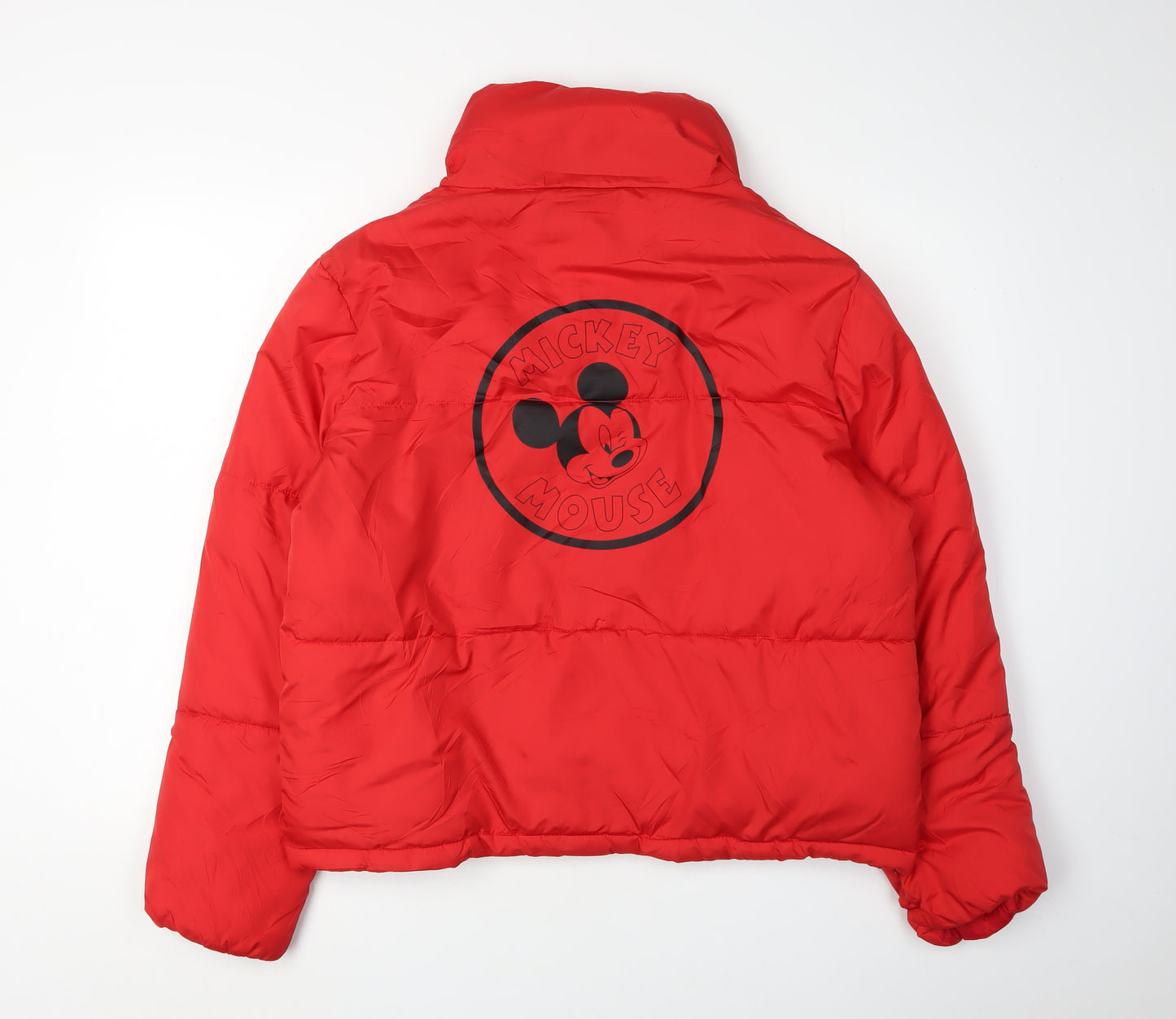 Disney Women's Red Puffer Jacket M Mickey Mouse Casual